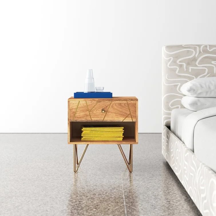 Kirk Solid Wood Nightstand in White Wash thumbnail 2
