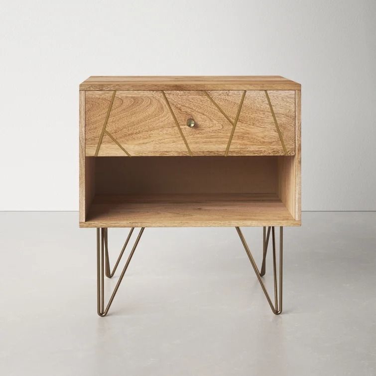 Kirk Solid Wood Nightstand in White Wash thumbnail 3