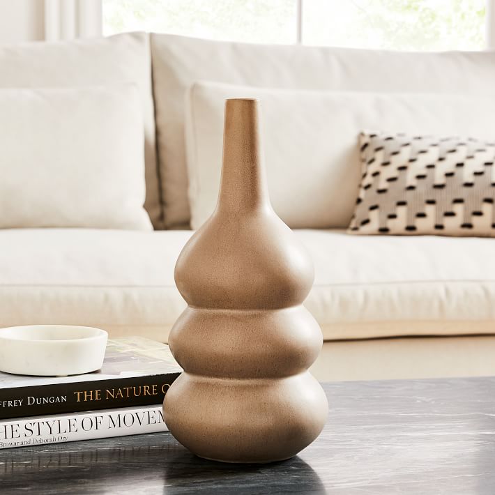 Crackle Glazed Ceramic Tall Totem Vases  thumbnail 2