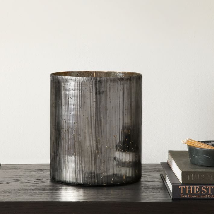 Etched Glass Cylinder Hurricanes Metallic Black Medium thumbnail 2