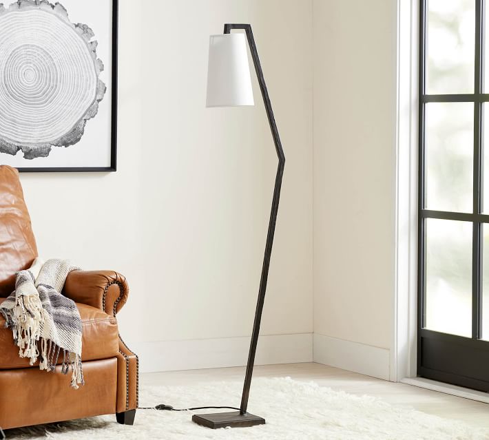 Carson Forged Iron Floor Lamp with Shade Bronze thumbnail 3