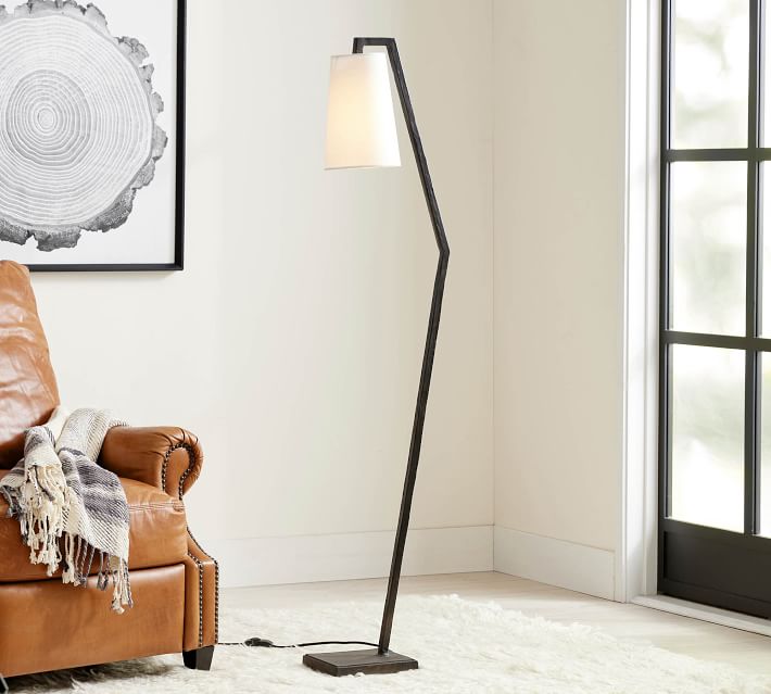 Carson Forged Iron Floor Lamp with Shade Bronze thumbnail 4
