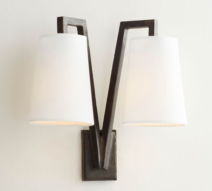 Carson Forged Iron Double Sconce Bronze thumbnail 2