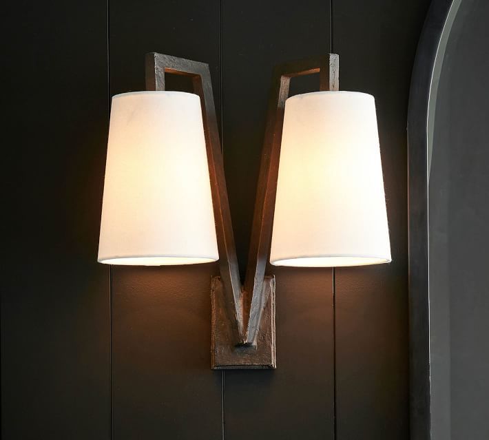 Carson Forged Iron Double Sconce Bronze thumbnail 3