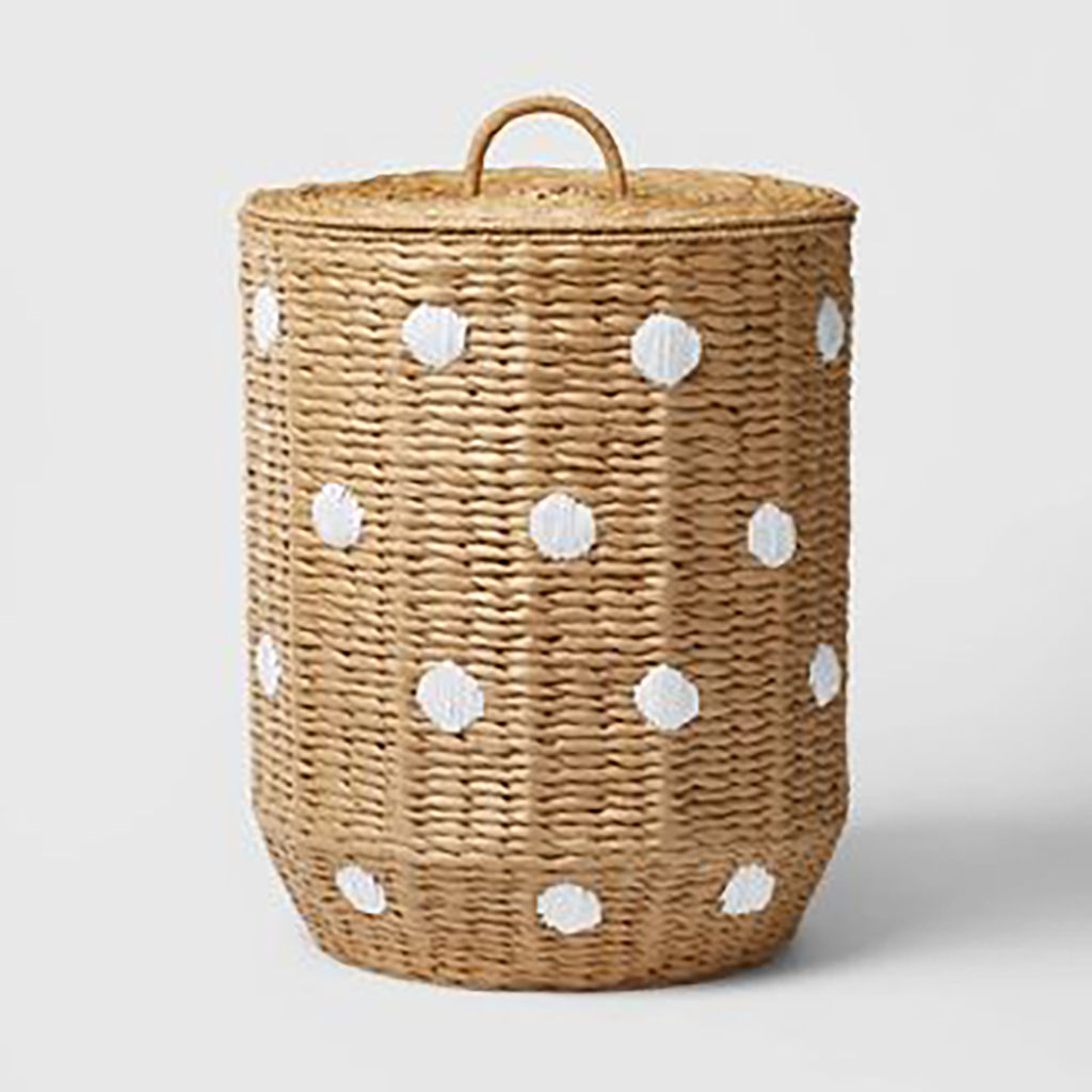 Woven Paper Dot Floor Hamper Natural thumbnail 3