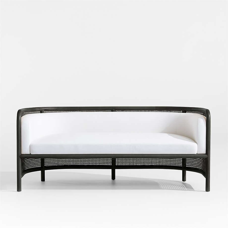 Fields Charcoal Cane Settee with White Cushion thumbnail 2