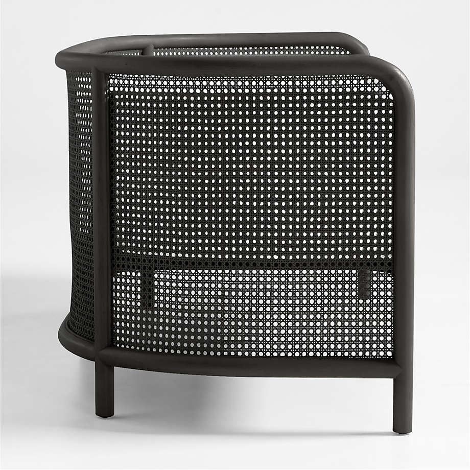 Fields Charcoal Cane Settee with White Cushion thumbnail 3