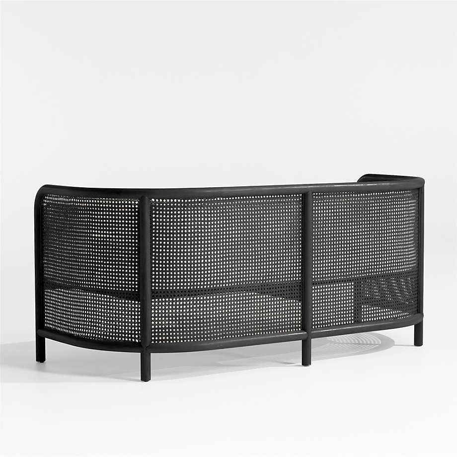 Fields Charcoal Cane Settee with White Cushion thumbnail 4