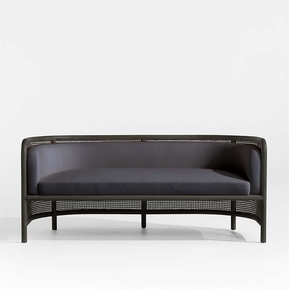 Fields Charcoal Cane Settee with Black Cushion thumbnail 2