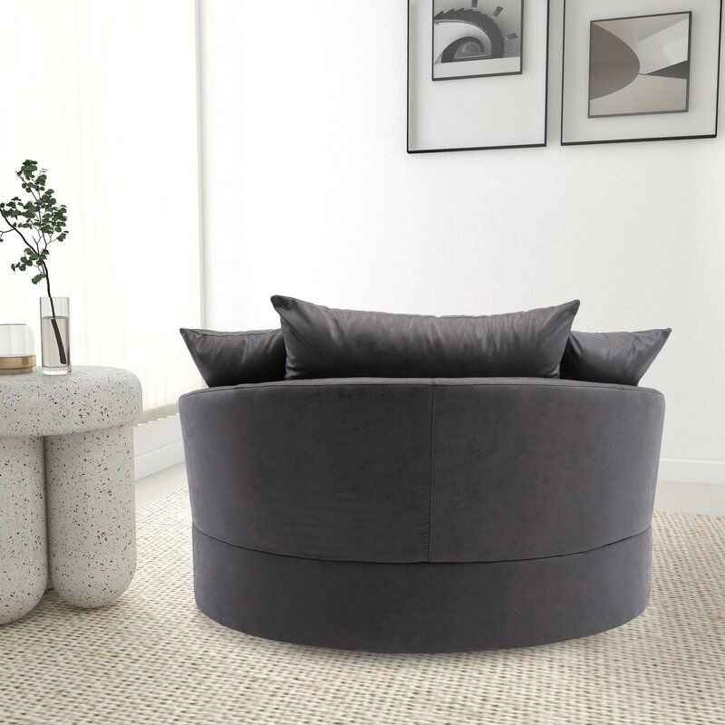 Borges 51.5'' Wide Swivel Barrel Chair thumbnail 2