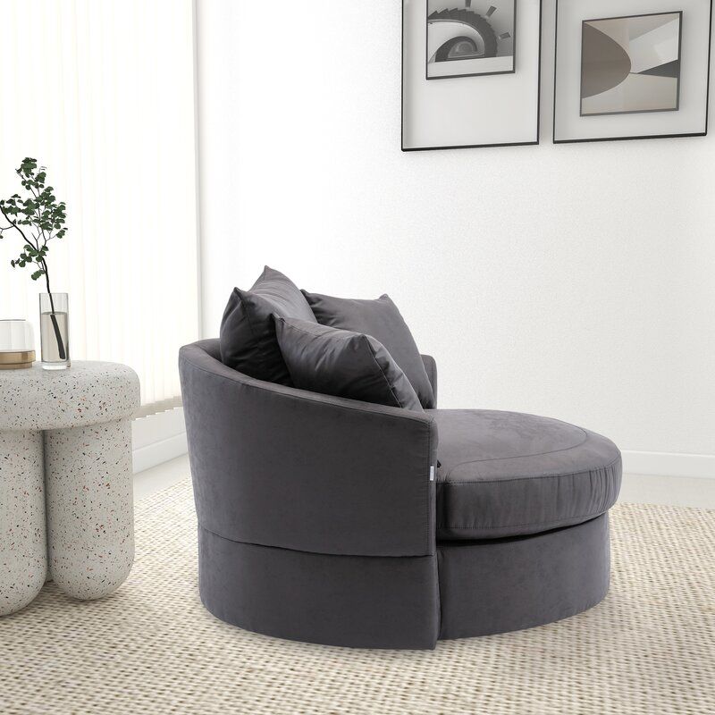Borges 51.5'' Wide Swivel Barrel Chair thumbnail 3