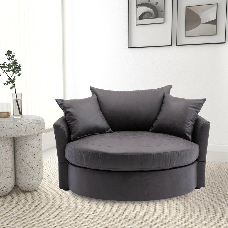 Borges 51.5'' Wide Swivel Barrel Chair thumbnail 4