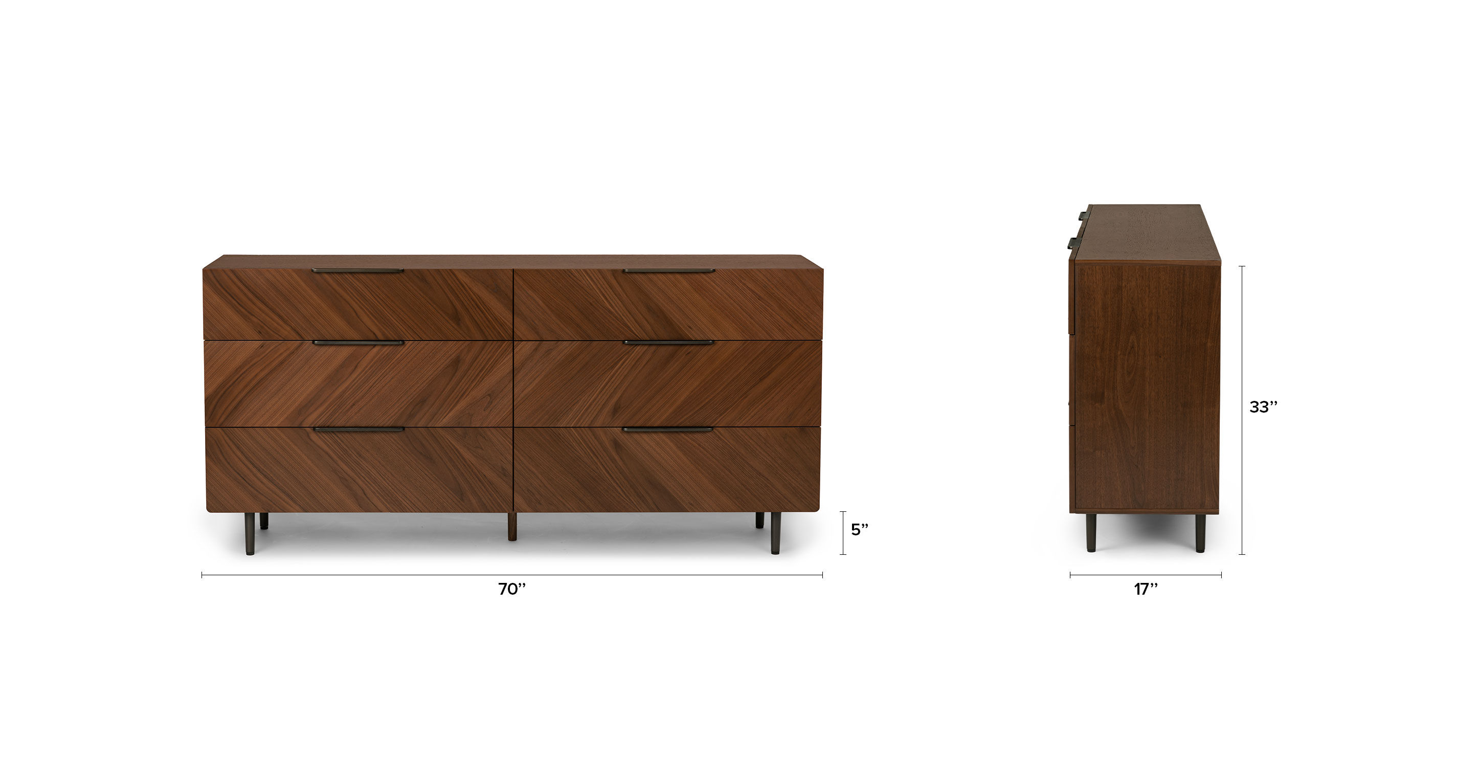 Nera Walnut 6 Drawer Double Dresser thumbnail 14