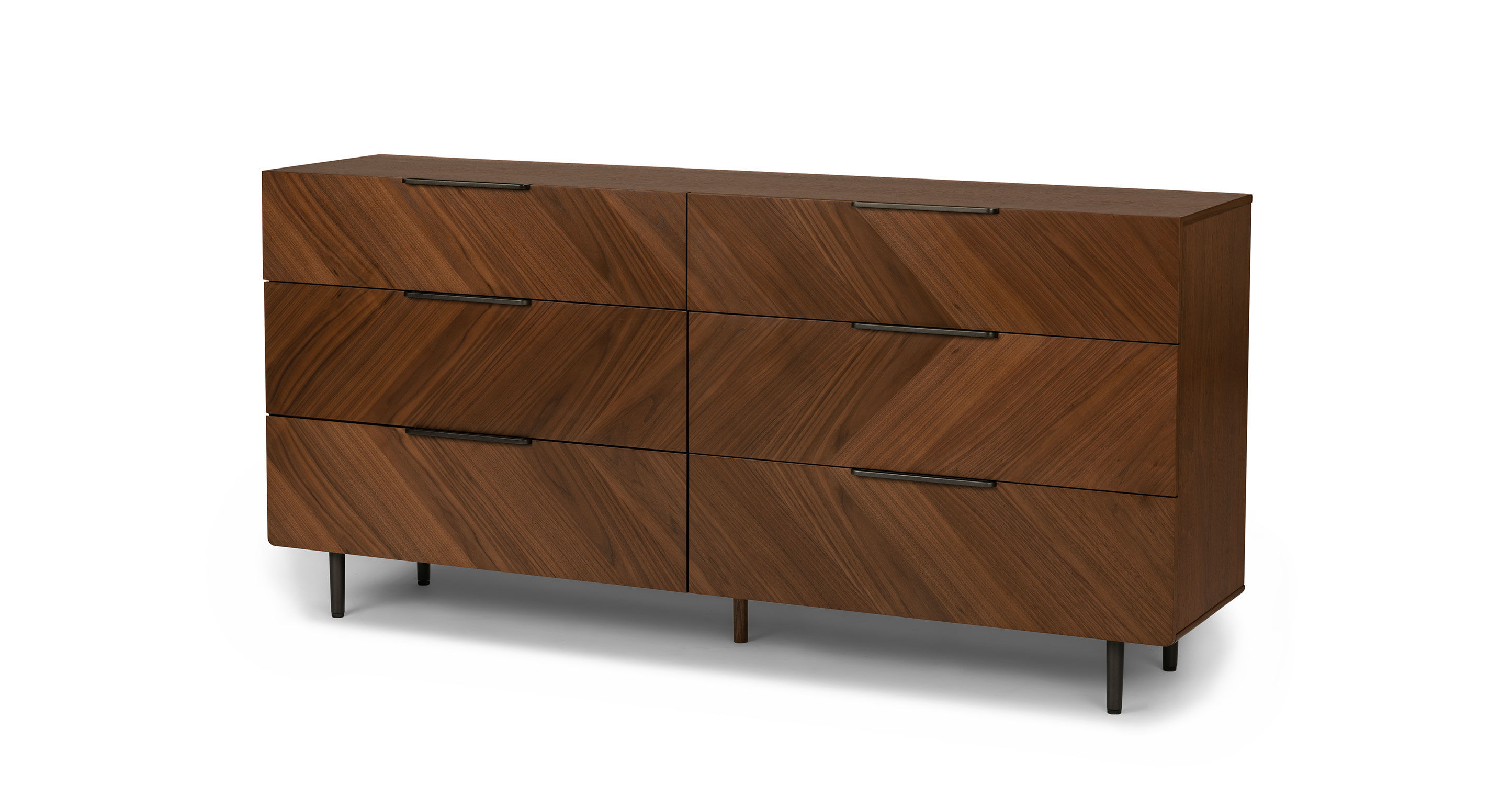 Nera Walnut 6 Drawer Double Dresser thumbnail 4