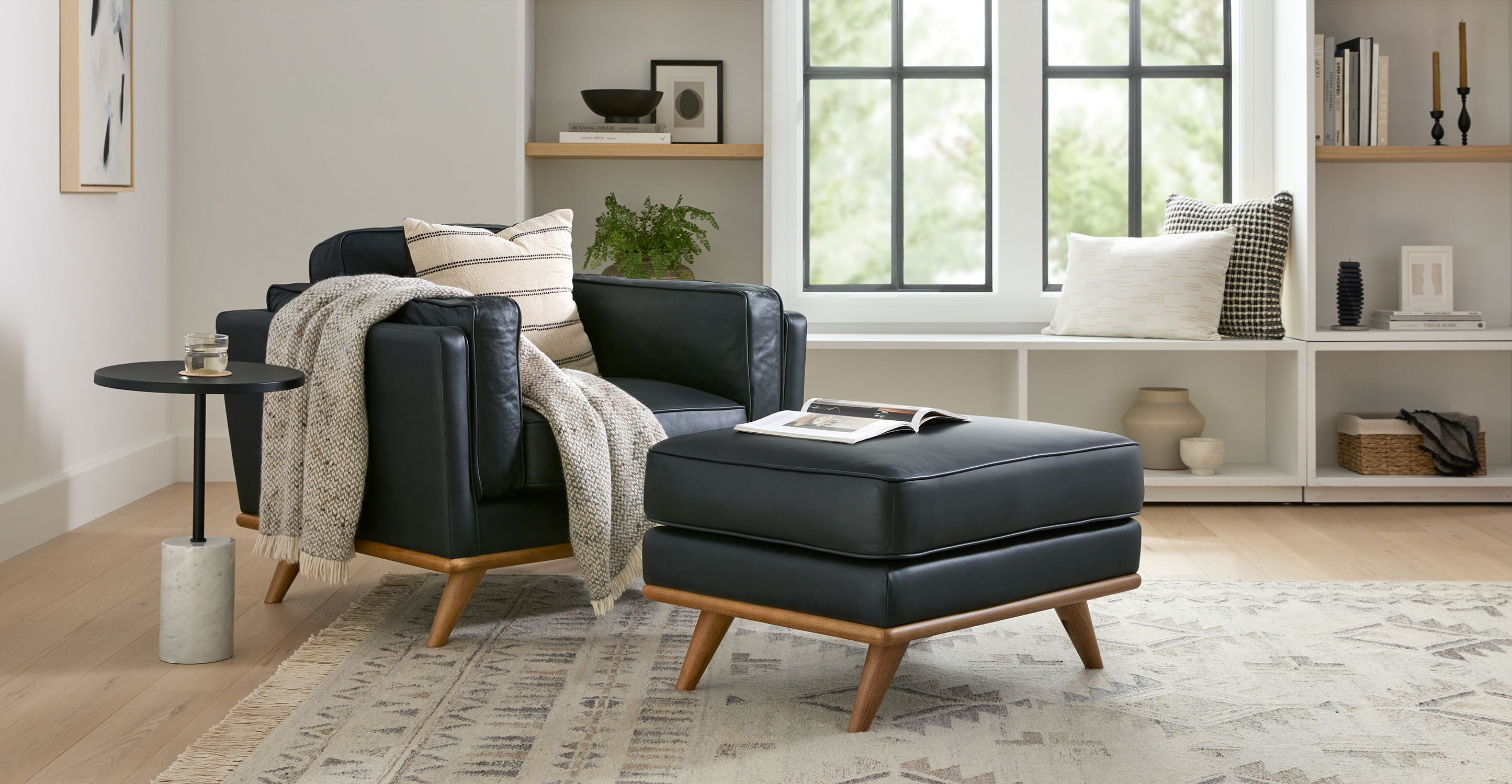 Timber Charme Black Ottoma thumbnail 2