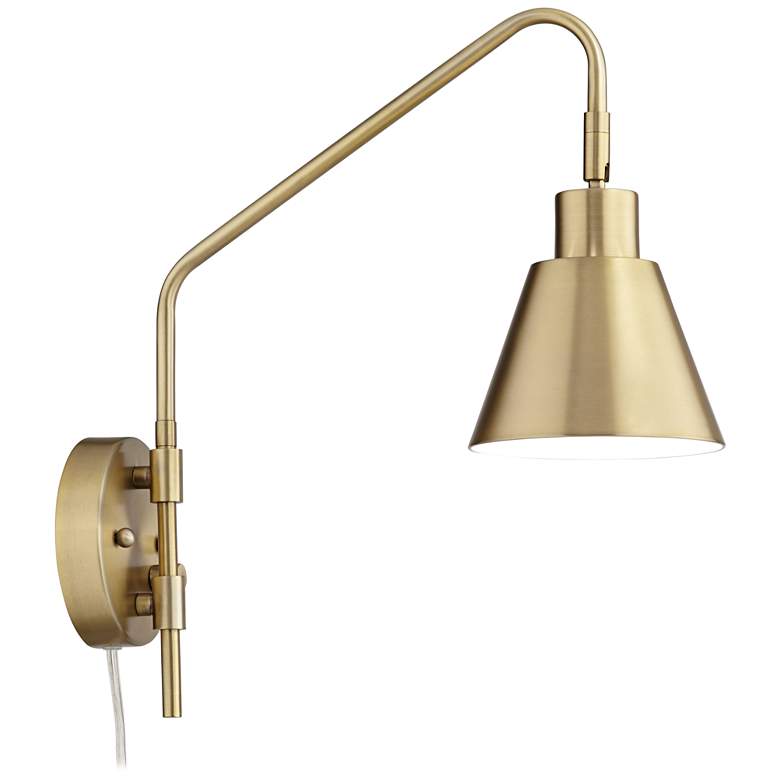 Marybel Antique Brass Downlight Plug-In Swing Arm Wall Lamp thumbnail 4