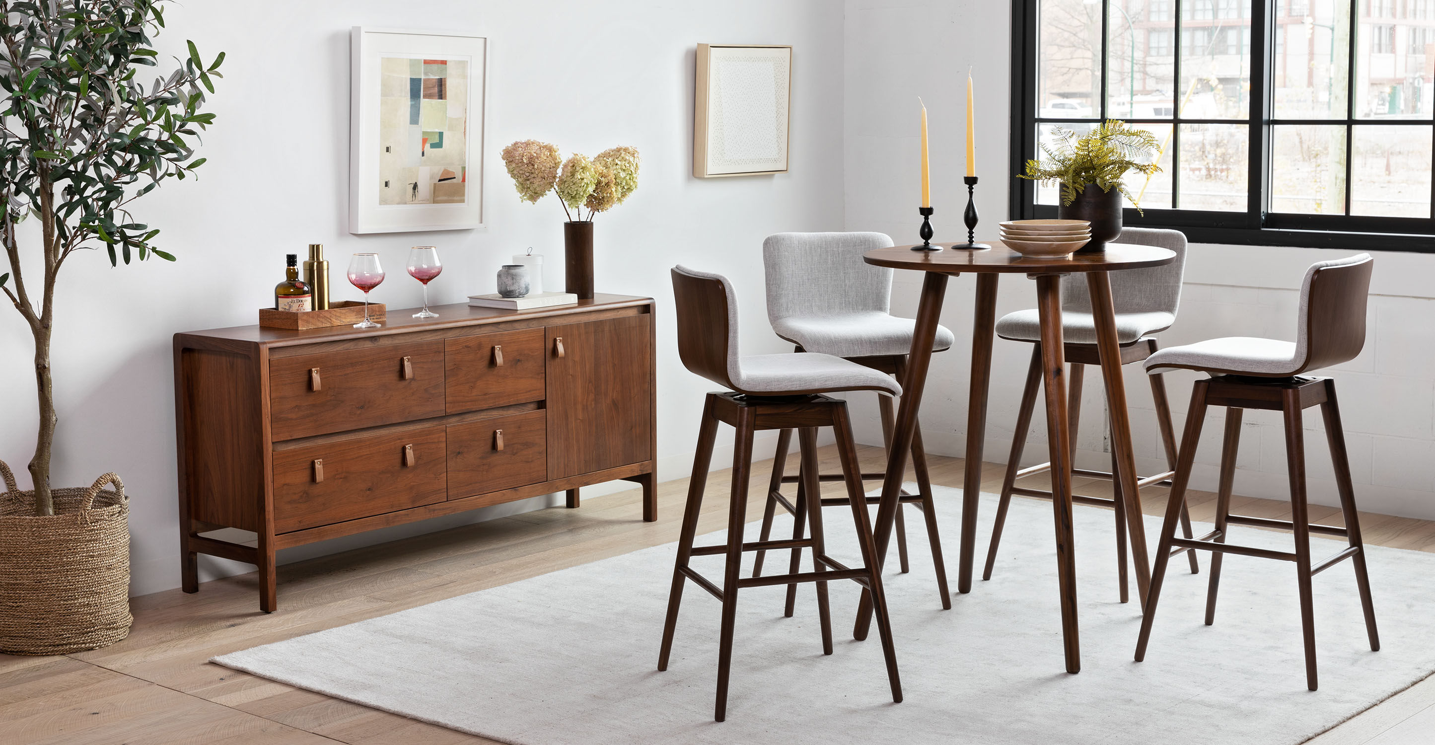 Seno Walnut Round Bar Table thumbnail 2