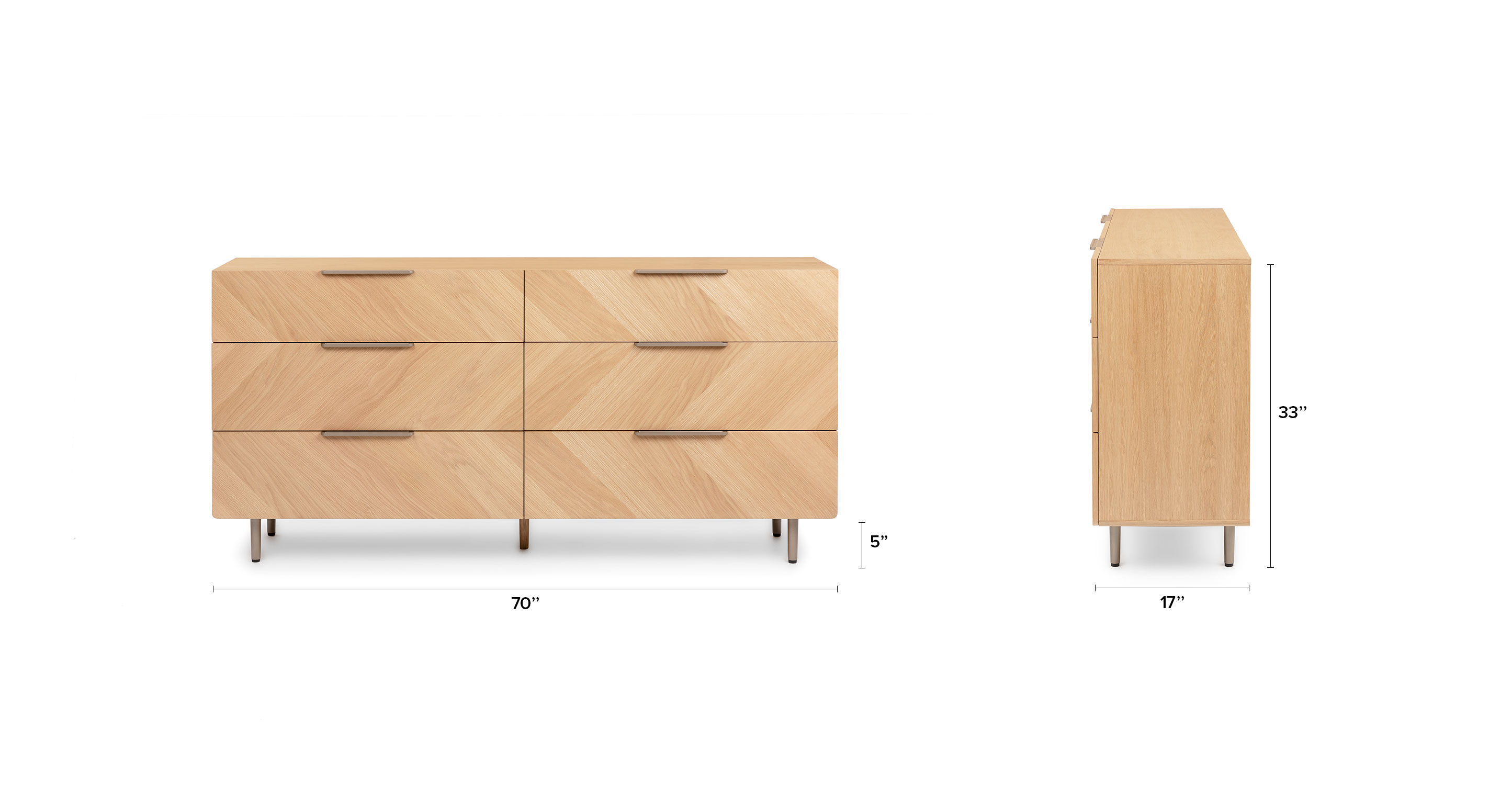 Nera Oak 6 Drawer Double Dresser thumbnail 7