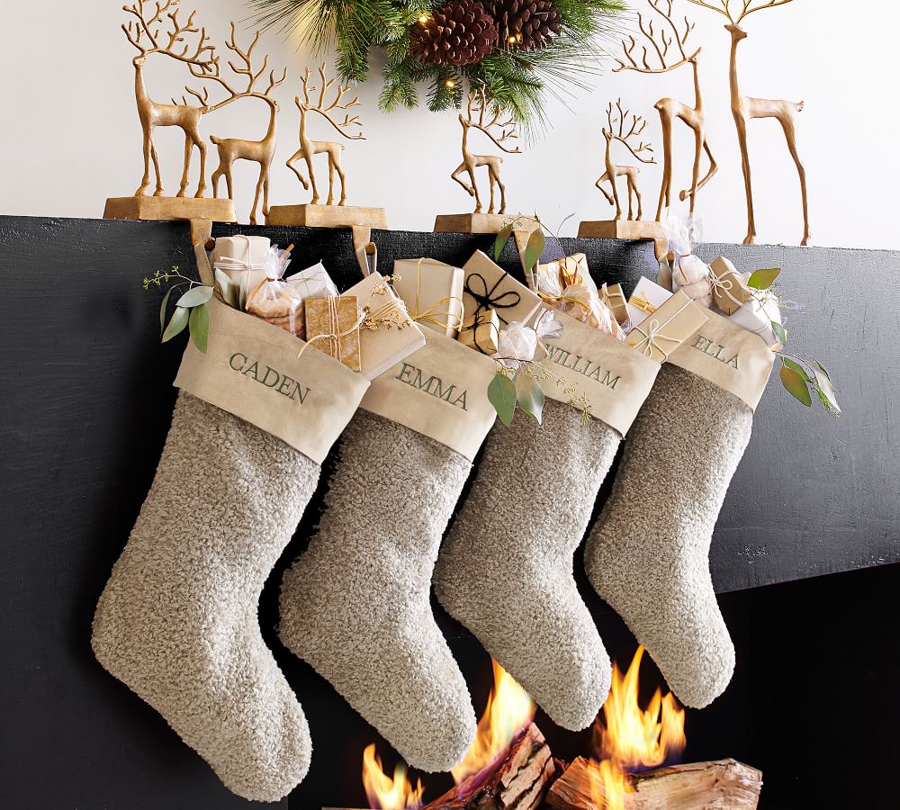 Merry Reindeer Stocking Holders Brass Large thumbnail 4