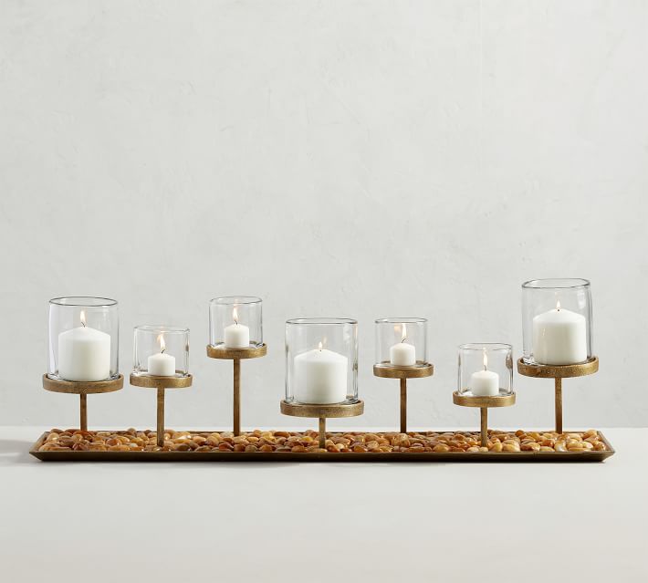Draper Brass Pillar Candle Centerpiece thumbnail 2