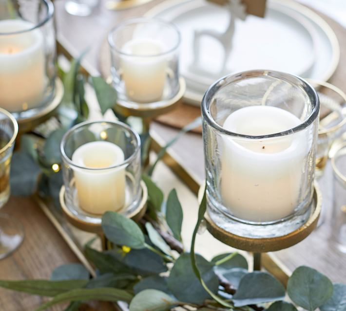 Draper Brass Pillar Candle Centerpiece thumbnail 3