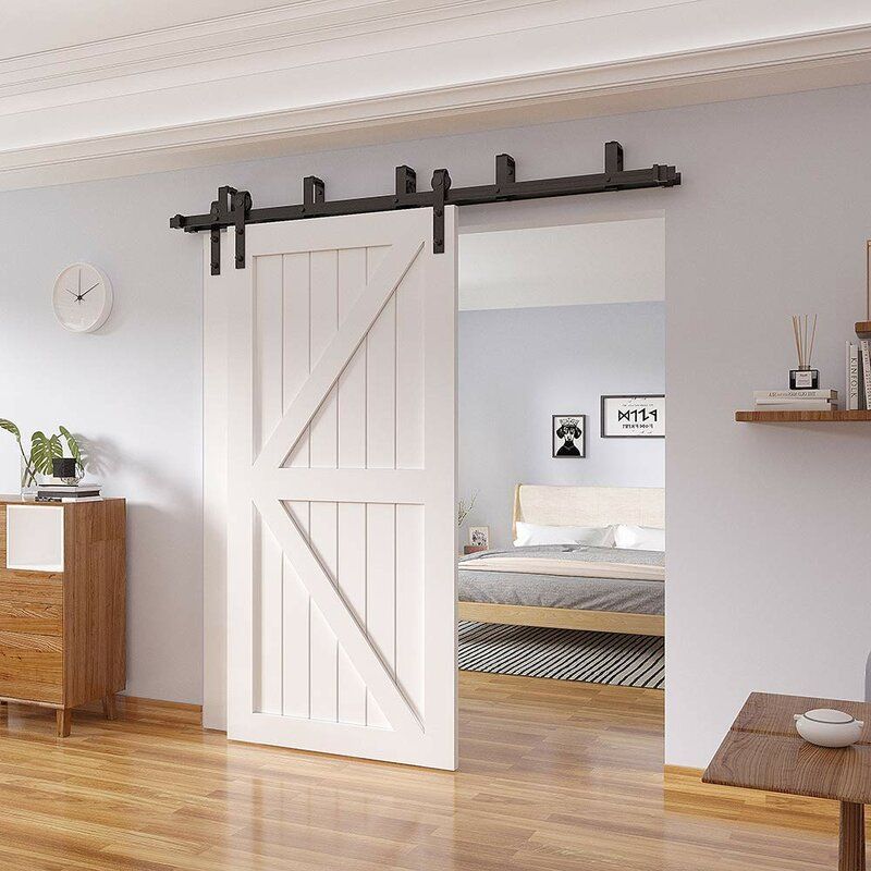 Sliding Double Bypass Double Door Barn Door Hardware Kit thumbnail 2