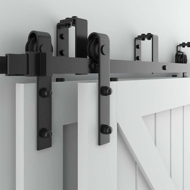 Sliding Double Bypass Double Door Barn Door Hardware Kit thumbnail 4