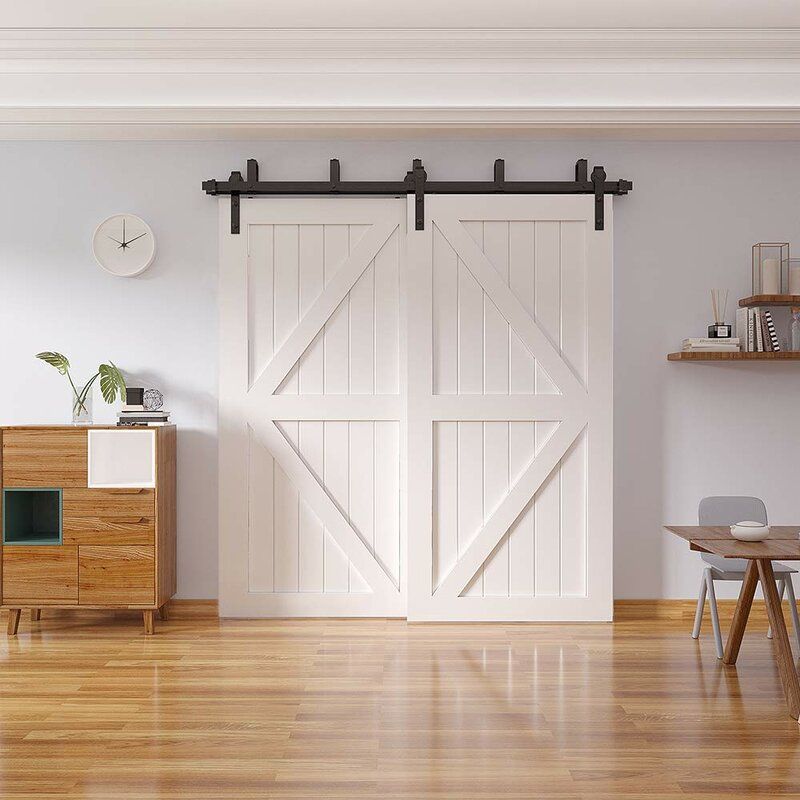 Sliding Double Bypass Double Door Barn Door Hardware Kit thumbnail 5