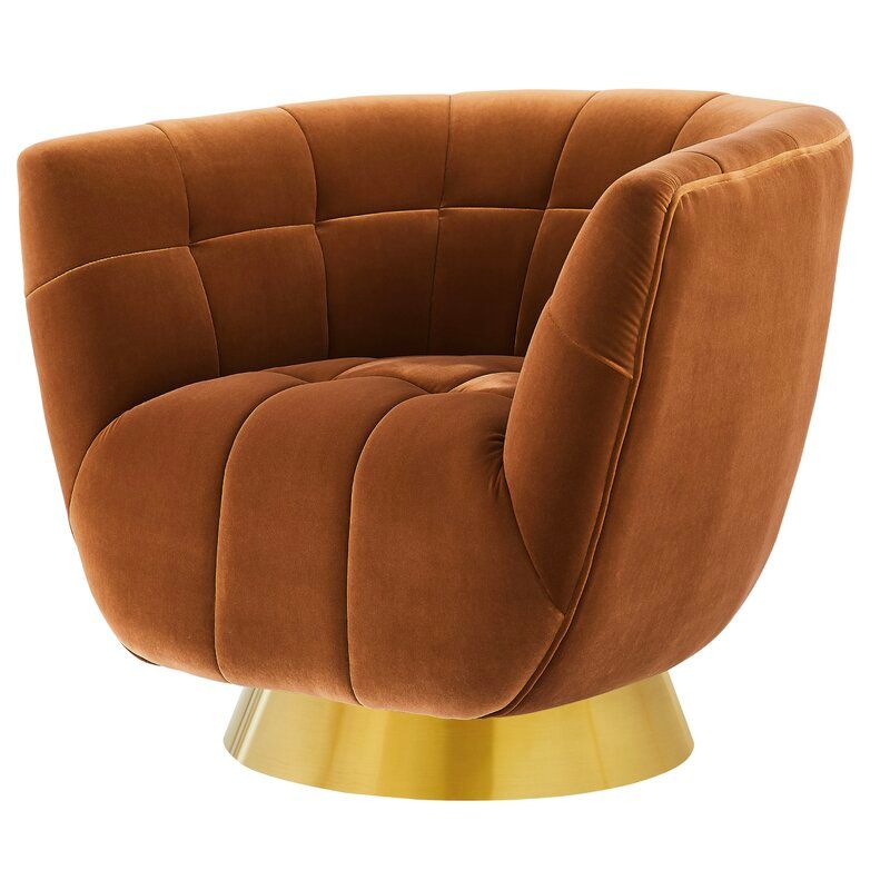 Colyer Tufted Velvet Swivel Barrel Chair thumbnail 2