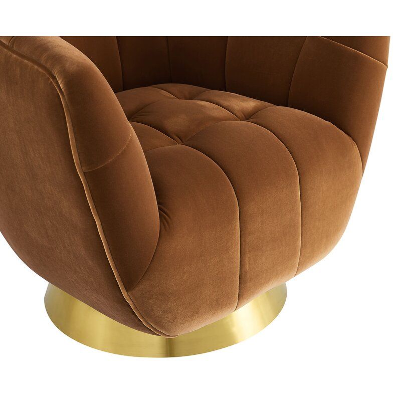 Colyer Tufted Velvet Swivel Barrel Chair thumbnail 4