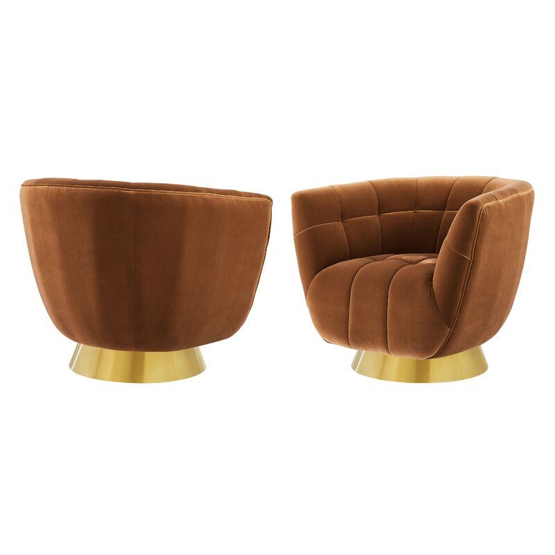 Colyer Tufted Velvet Swivel Barrel Chair thumbnail 5