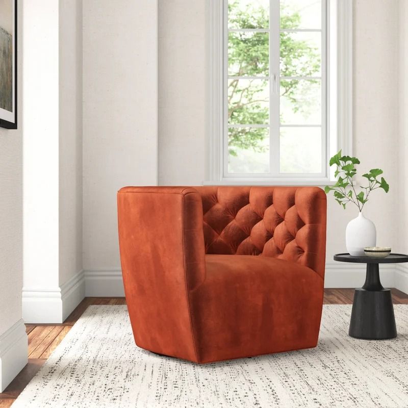 Owasa Tufted Polyester Swivel Barrel Chair thumbnail 2
