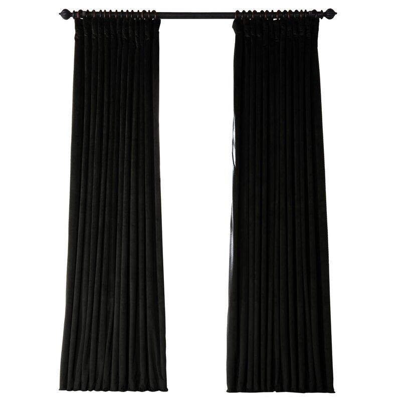 Signature Blackout Double Wide Velvet Rod Pocket Single Curtain Panel thumbnail 2