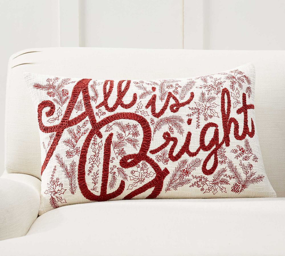 All is Bright Embroidered Lumbar Pillow Cover thumbnail 2