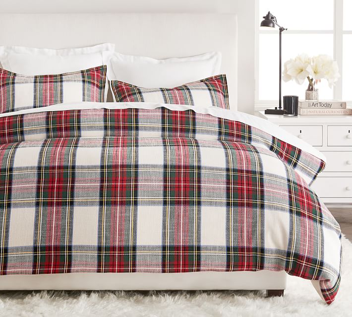 Red Stewart Plaid Cotton Duvet Cover  King thumbnail 4