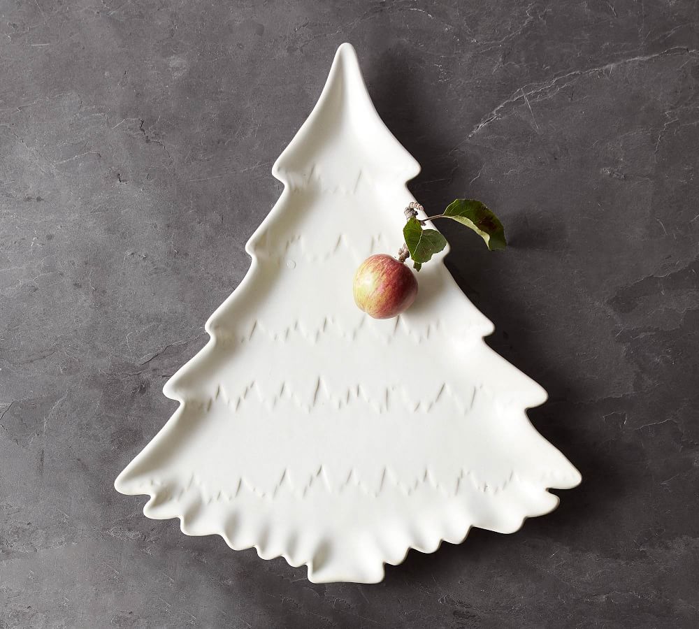 Holiday Christmas Tree Shaped Stoneware Serving Platter thumbnail 2