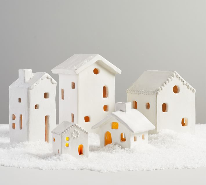 Handmade Ceramic Christmas Village Houses Large thumbnail 3