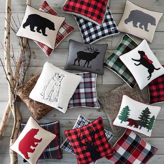 Bear Lumbar Throw Pillow Eddie Bauer With no Inserts thumbnail 2