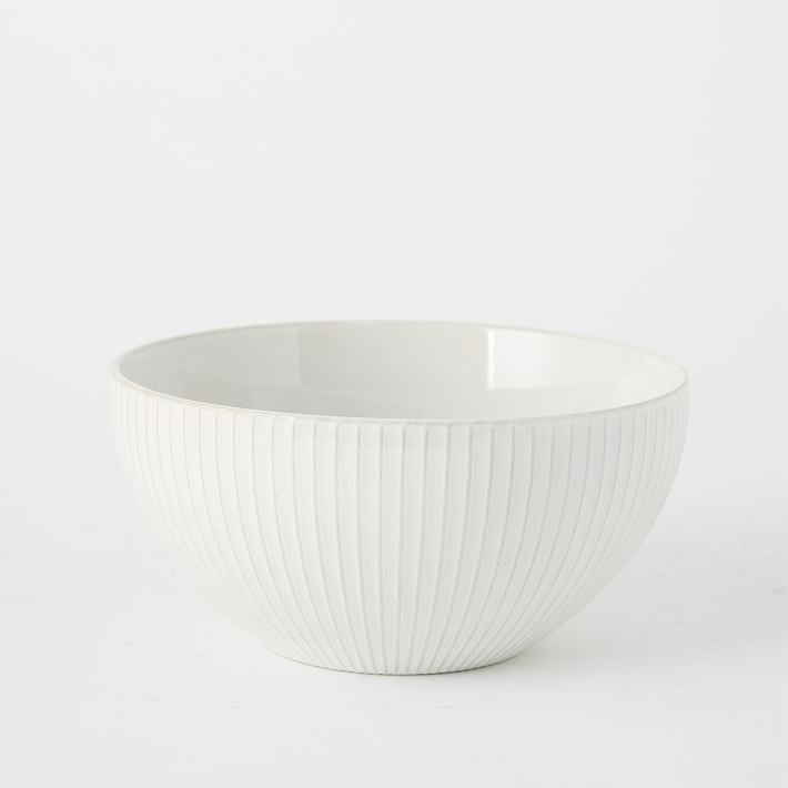 Textured Stoneware Serving Bowls - White Lines thumbnail 2