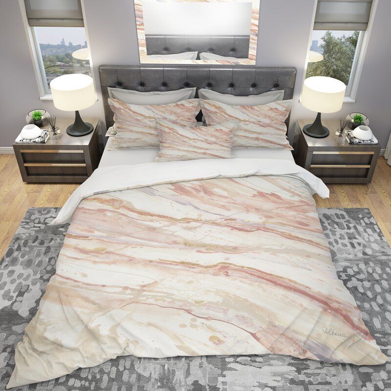 Ivory Microfiber Modern Duvet Cover Set Twin thumbnail 2