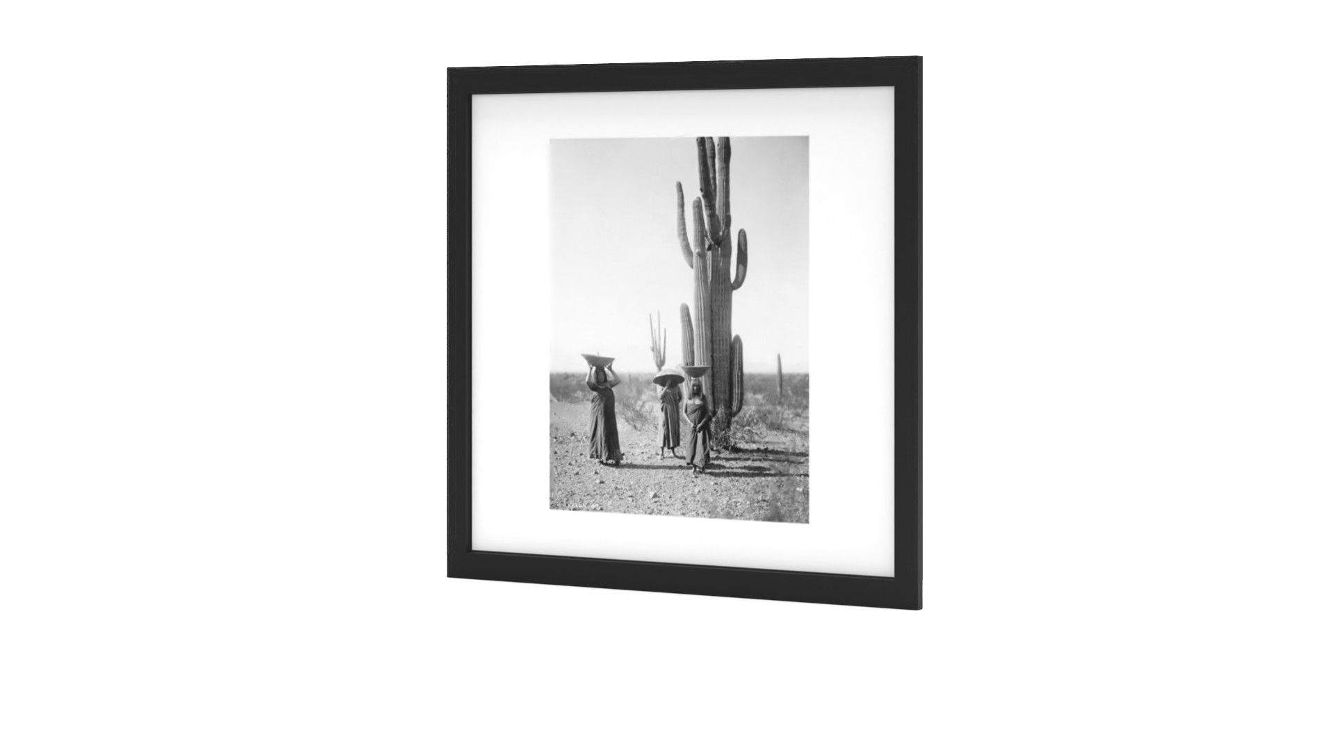 Vintage Native American Photo With Saguao Cactus Framed Art Print thumbnail 2