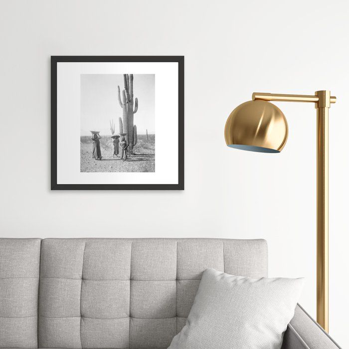 Vintage Native American Photo With Saguao Cactus Framed Art Print thumbnail 3