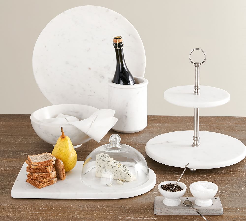White Marble Pewter Tiered Stand thumbnail 4