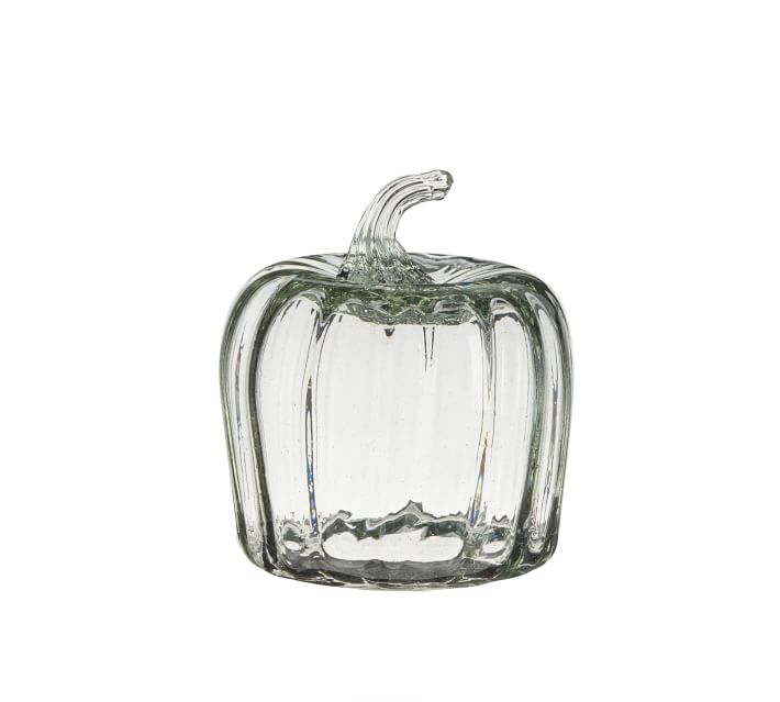 Recycled Glass Pumpkin Cloche Clear Mini  thumbnail 2