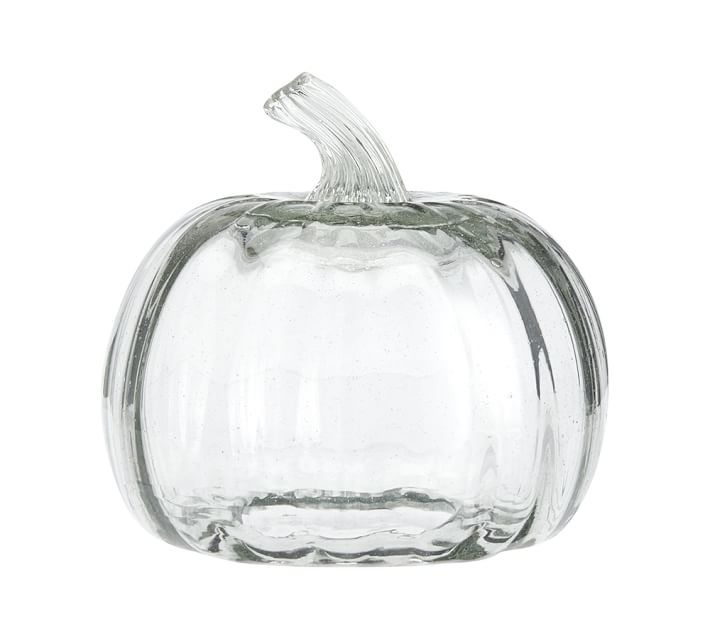 Recycled Glass Pumpkin Cloche Clear Small  thumbnail 2