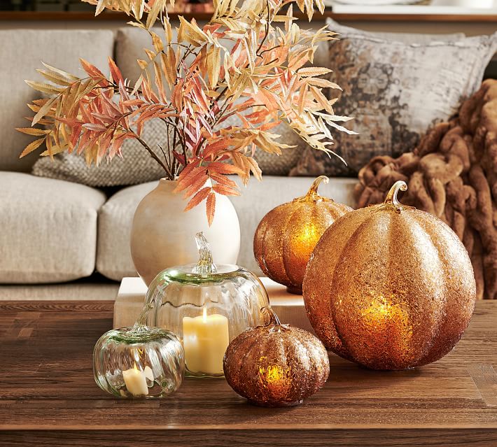 Recycled Glass Pumpkin Cloche Clear Small  thumbnail 5