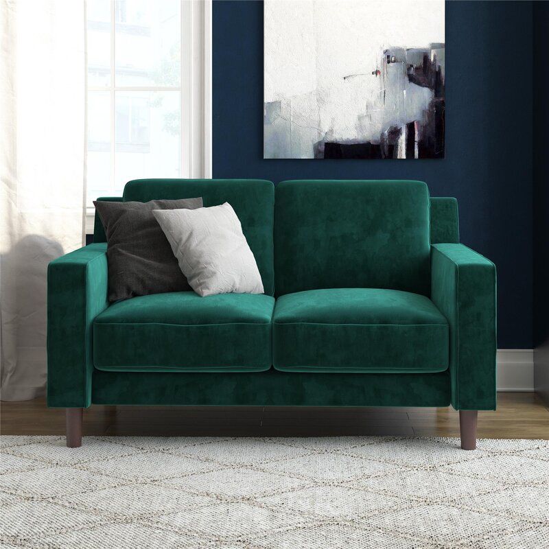 Charrissa Velvet Square Arm Loveseat thumbnail 2
