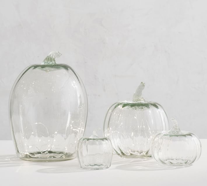 Recycled Glass Pumpkin Cloche Clear Large thumbnail 4
