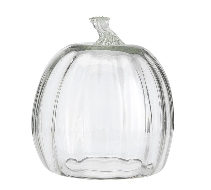 Recycled Glass Pumpkin Cloche Clear Large thumbnail 2