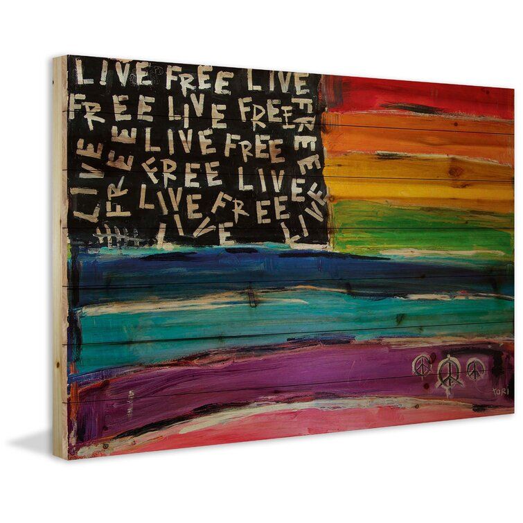 Live Free Rainbow Flag by Tori Campisi Print on Wood 60"x40" thumbnail 2